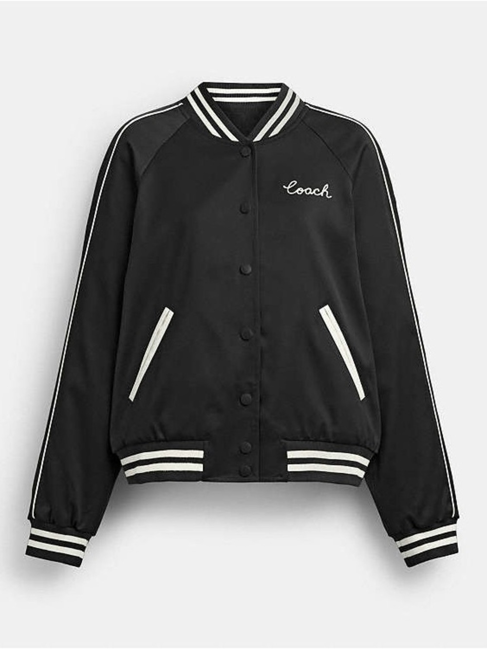 Coach Black and White Signature Varsity Bomber Jacket REVERSIBLE 🖤🤍 - Picture 2 of 10